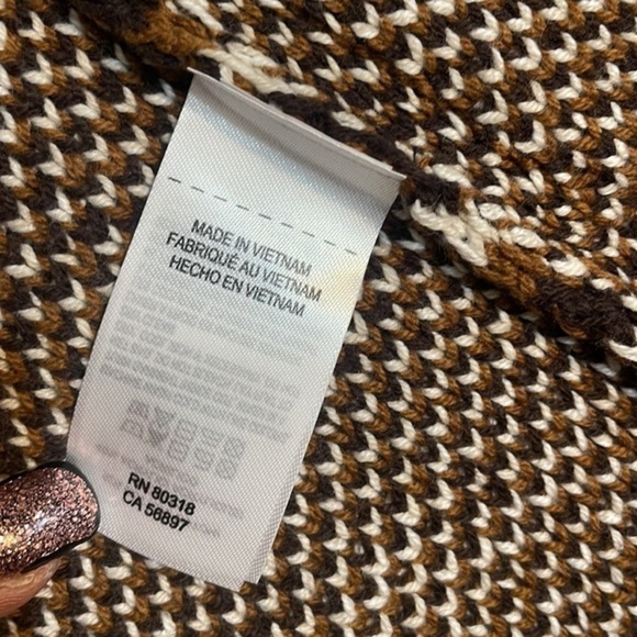 Lucky Brand Open Front Aztec Design Southwestern long Cardigan sweater Brown Sm - Picture 4 of 11